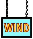 The wind sign that hangs below a wind zone